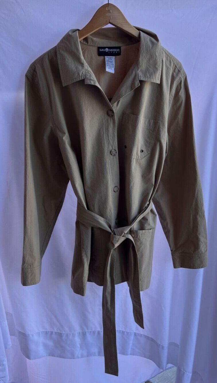 Sag Harbor Sport lightweight blazer/ jacket with tie tan tie front size M